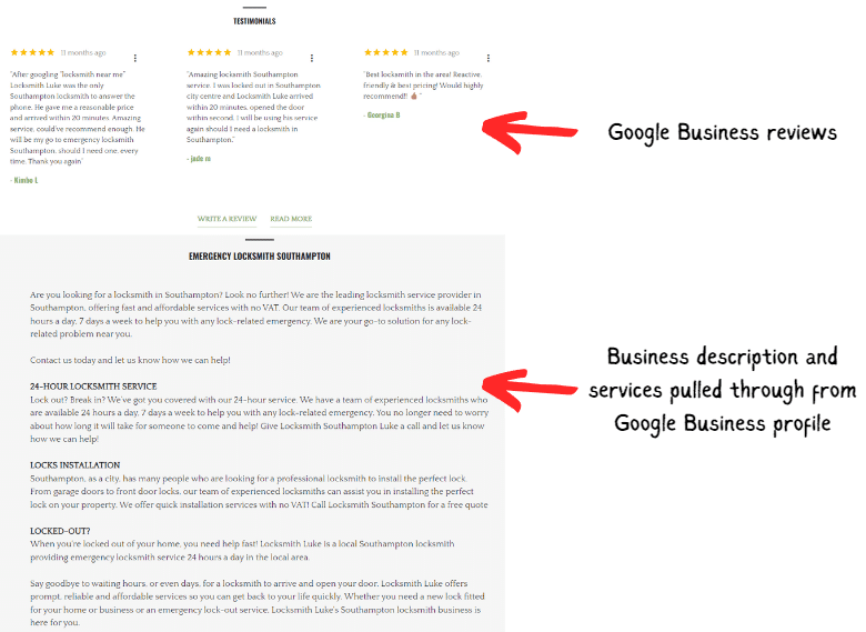 google business website example