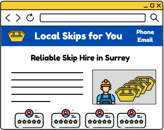 skip hire company website wire frame