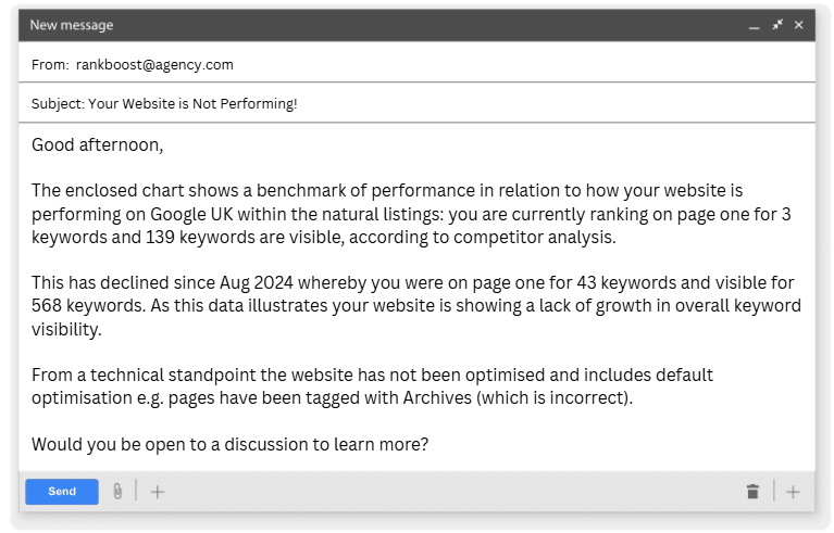 your website is not performing email