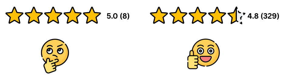 5 star few reviews vs 4.8 star many reviews