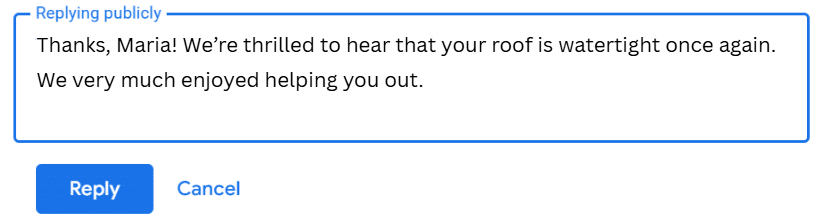 reply to good google review